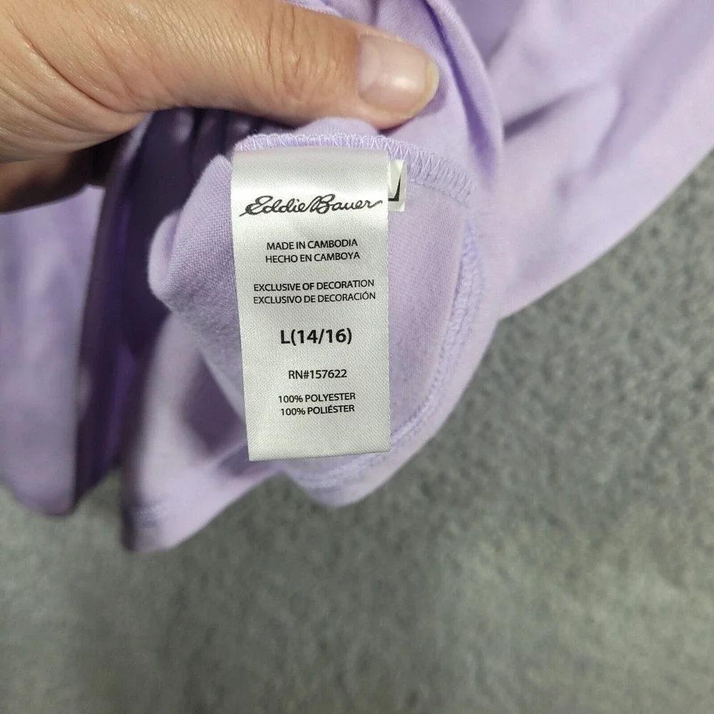Eddie Bauer‎ Girls Size Large 14-16 Short Sleeve Purple Flame Resistant